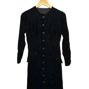 Vintage 90s Long Black Velvet Sleeveless Maxi Dress Womens Small Goth Whimsigoth